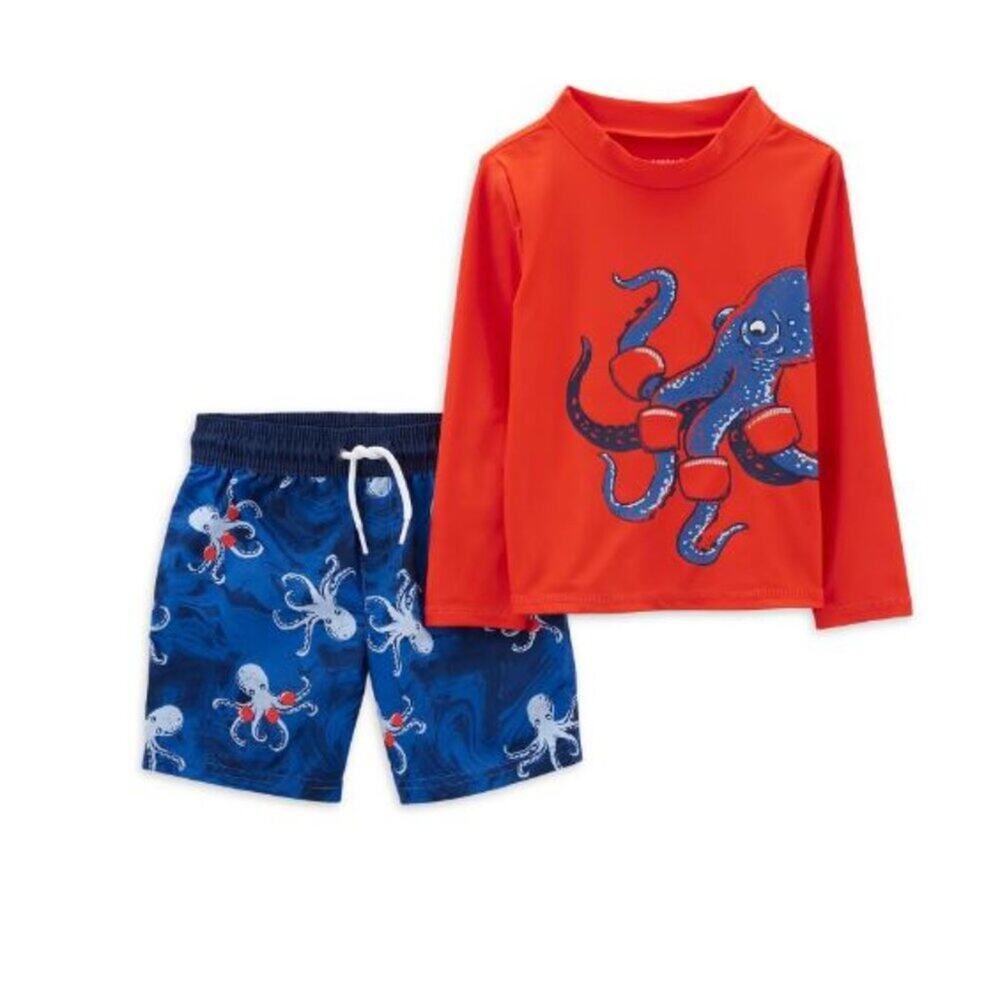 Carter's Child of Mine Baby Toddler Boy Rashguard Swim Trunks Set 12 Months NWT